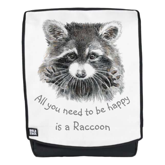Mochila Raccoon de color de agua dulce divertido Inspirado (Anverso)