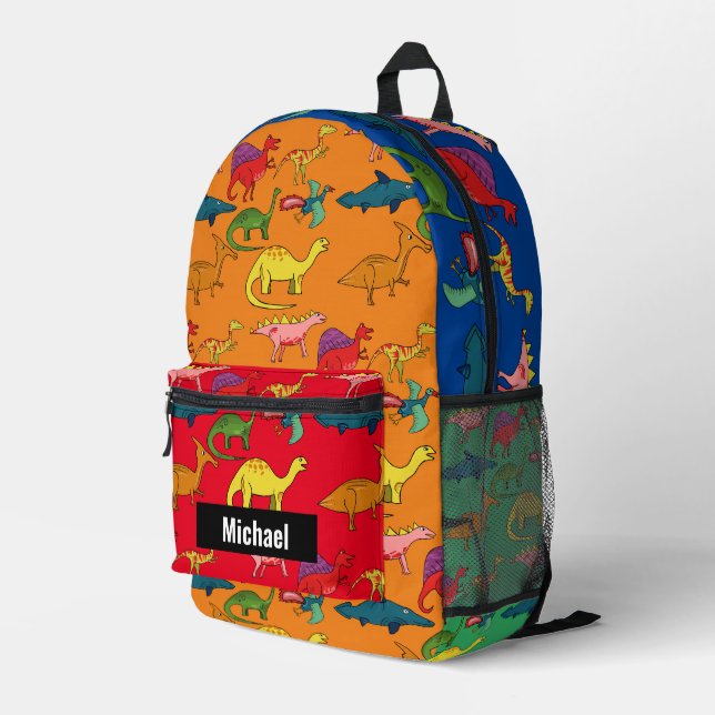 Mochila Rainbow de Dinosaur Boy nombre personaliza (Esquina derecha trasera )