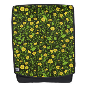 Mochila Ranúnculos sobre fondo negro