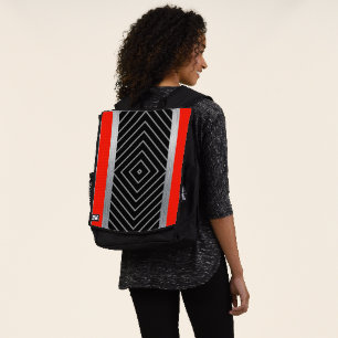 Mochila Rayas rojas, negras, plateadas y blancas