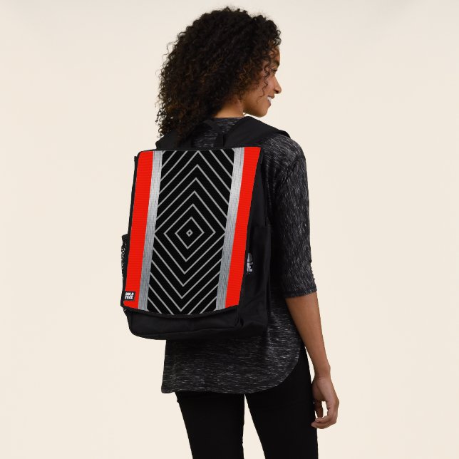 Mochila Rayas rojas, negras, plateadas y blancas (Puesto)