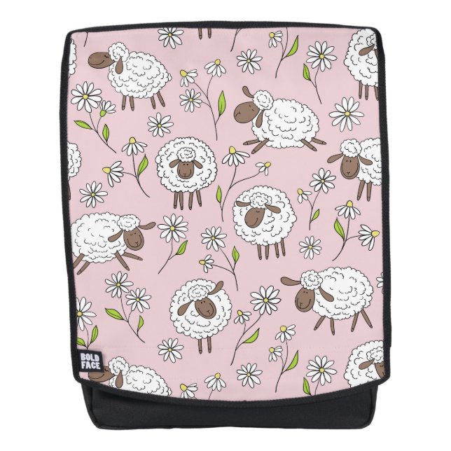Mochila Recuento de ovejas en el algodón con caramelo rosa (Anverso)