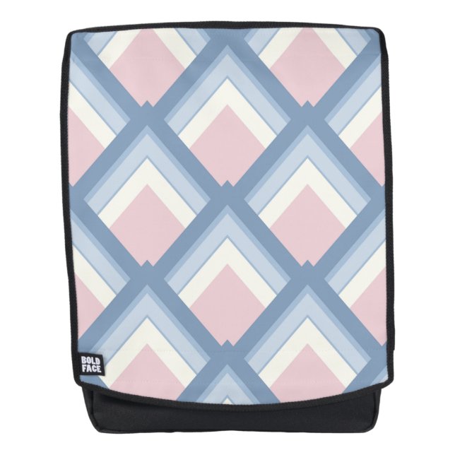 Mochila Resumen geométrico, azul, rosa y blanco roto (Anverso)