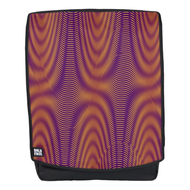 Mochila Resumen moderno Efecto Moiré Purple Gold Fun Guay (Anverso)