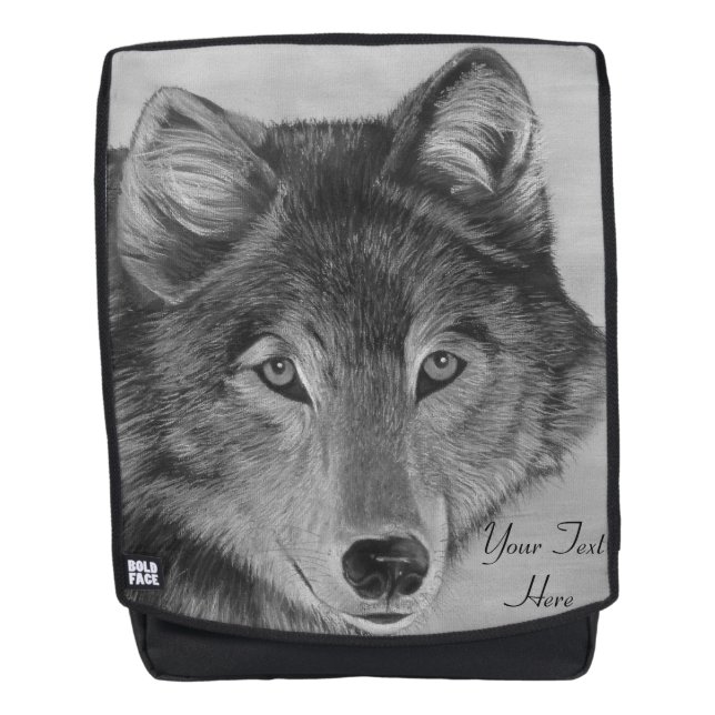 Mochila retrato de la fauna de lobo gris pintando lobos (Anverso)