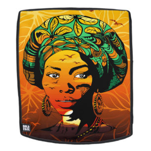 Mochila Retrato de mujer africana con puesta de sol