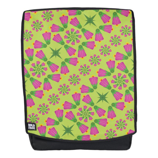 Mochila Retro Bell Flower Mandalas Green (Anverso)
