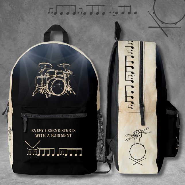 Mochila rítmica negra y de tan tambor (Rhythmic Black and Tan Drummer Backpack)
