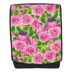 Mochila Robin rosado y rosas
