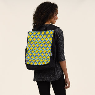 Mochila Rojo azul amarillo y bebé, Entramado, Quatrefoil