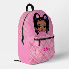 Mochila rosa a cuadros impresa personalizada para 