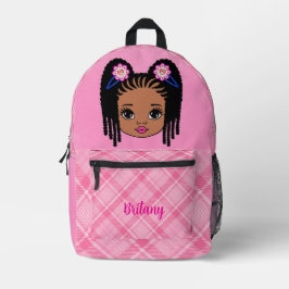 Mochila rosa a cuadros impresa personalizada para