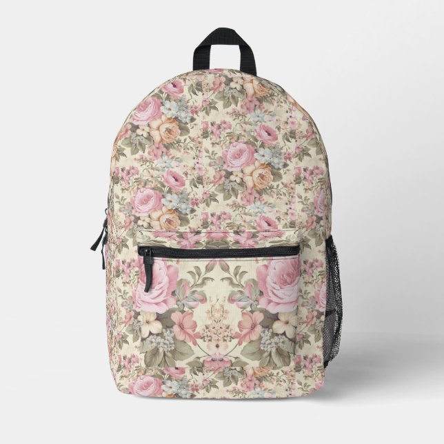 Mochila rosa floral Cortar bolsa nueva (Anverso)