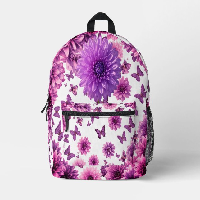 Mochila rosa Floral Impresión de flores rosadas (Anverso)
