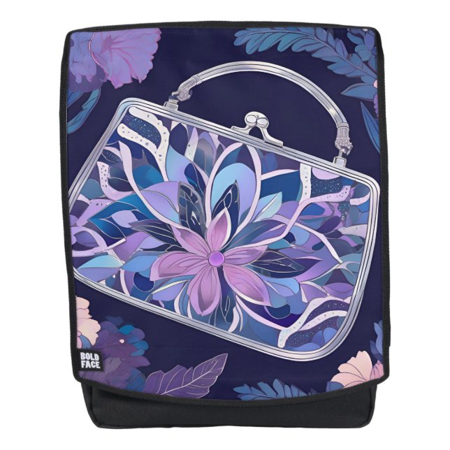 Mochila Rosas de noche moradas arte de IA (Anverso)