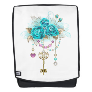 Mochila Rosas turquesas con llaves