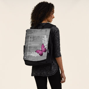 Mochila Rustica de Mariposa Rosa Personalizada
