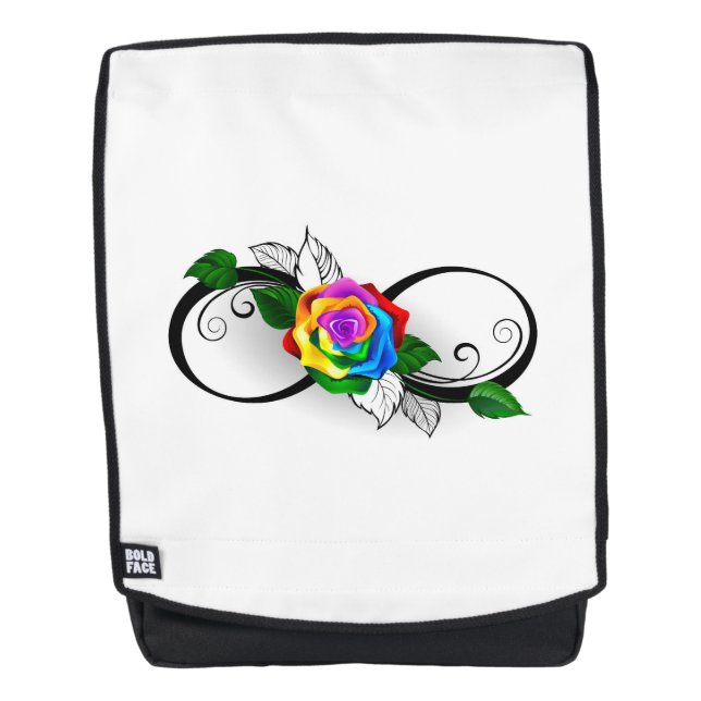 Mochila Símbolo de infinito con rosa arcoíris (Anverso)