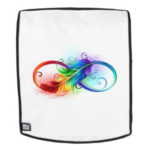 Mochila Símbolo infinito con plumas arcoiris