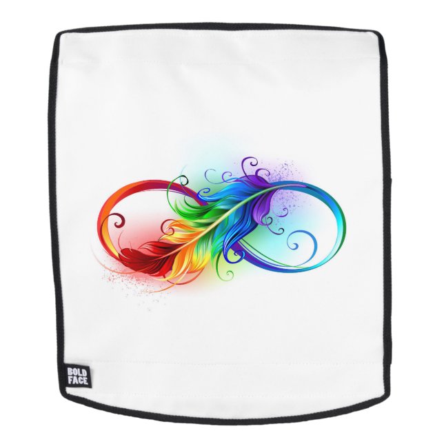Mochila Símbolo infinito con plumas arcoiris (Cara extraíble)