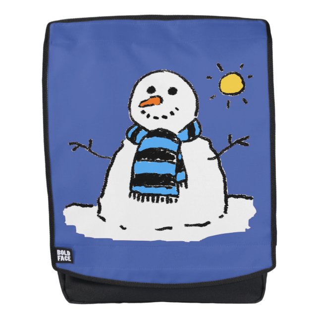 Mochila Snowman divertido en el soleado día del invierno (Anverso)