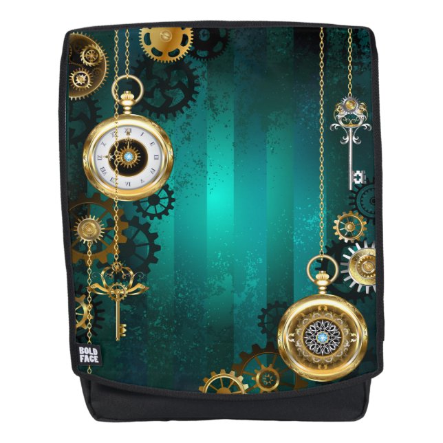 Mochila Steampunk Jewelry Watch sobre un fondo verde (Anverso)
