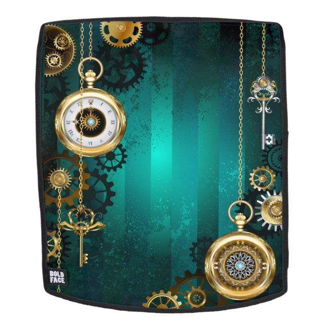 Mochila Steampunk Jewelry Watch sobre un fondo verde (Cara extraíble)