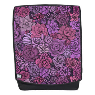 Mochila Suculento jardín de color rosa y violeta