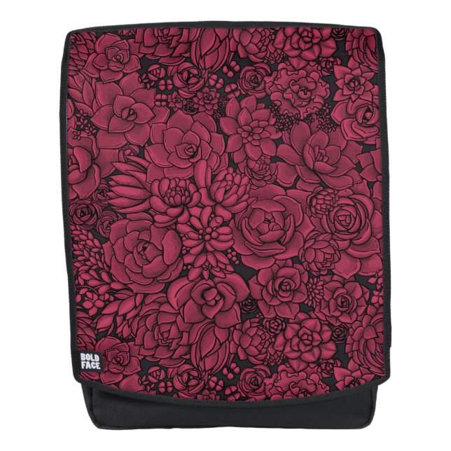 Mochila Suculentos en Viva Magenta- Color del año 2023 (Anverso)