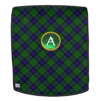 MOCHILA TARTAN AZUL VERDE Y MONOGRAMA DE PIEDRA DE GEM
