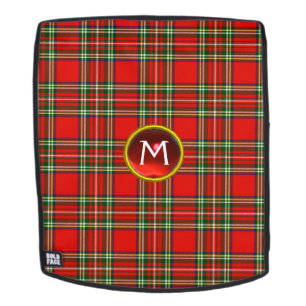 MOCHILA TARTÁN ESCOCIA Y MONOGRAMA DE PIEDRA DE RUBY ROJO