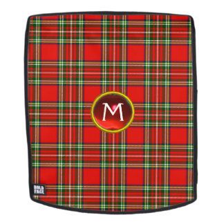 MOCHILA TARTÁN ESCOCIA Y MONOGRAMA DE PIEDRA DE RUBY ROJO