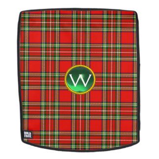 MOCHILA TARTAN VERDE ROJA Y MONOGRAMA DE GEMSTONE