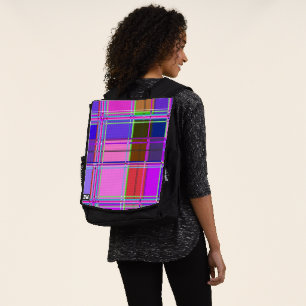 Mochila Tela de cuadros rosa Patrón de tela de Madras