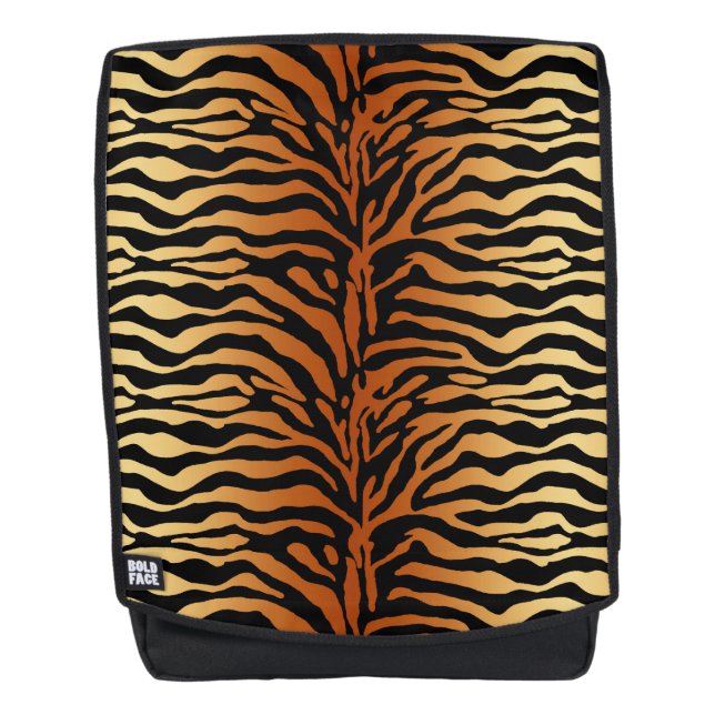 Mochila Tigres de tigres de impresión animal, ámbar, negro (Anverso)