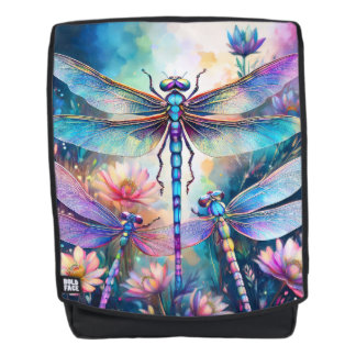 Mochila Tres libélulas en acuarela