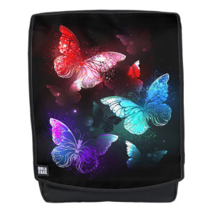Mochila Tres mariposas brillantes en el fondo nocturno