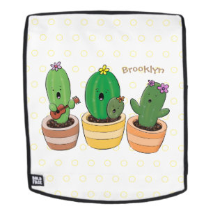 Mochila Trío de cactus lindos cantando ilustración de dibu