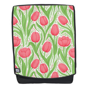 Mochila Tulipanes en rojo y verde