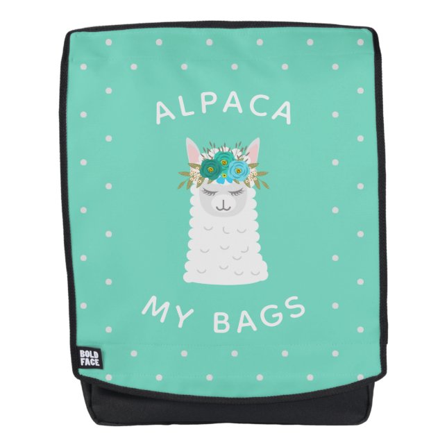 Mochila Turquesa linda y de moda de la alpaca el | (Anverso)