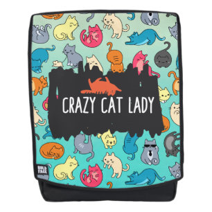 Mochila Una dama de gato loca adorable y un patrón de gato