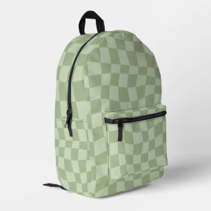 Mochila verde estética a cuadros