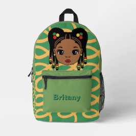 Mochila verde impresa personalizada para bebé niña