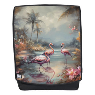 Mochila Viaje de Arte Refinado Flamingo Laguna Tropical