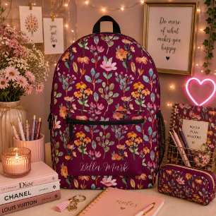 Mochila vintage de flores de peonía linda impresa