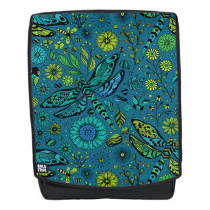 Mochila Volar, volar libélula en azul