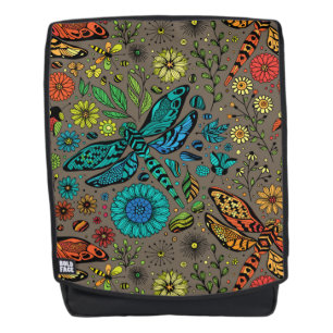 Mochila Volar, volar libélula sobre marrón