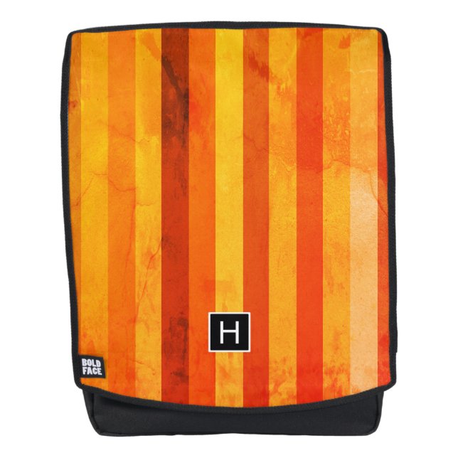 Mochila Warm Weathered Naranja Tiras Rojas Monograma (Anverso)