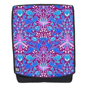 Mochila William Morris Hyacinth Print, Aqua y Purple
