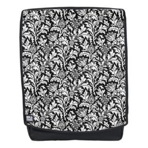 Mochila William Morris Thistle Damask, negro y blanco